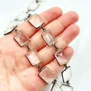 Crystal Rectangular Shape Bezel Oxidized Wire Chain